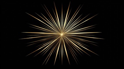 Obraz premium Shimmering Golden Starburst on Black Background for Creative Use