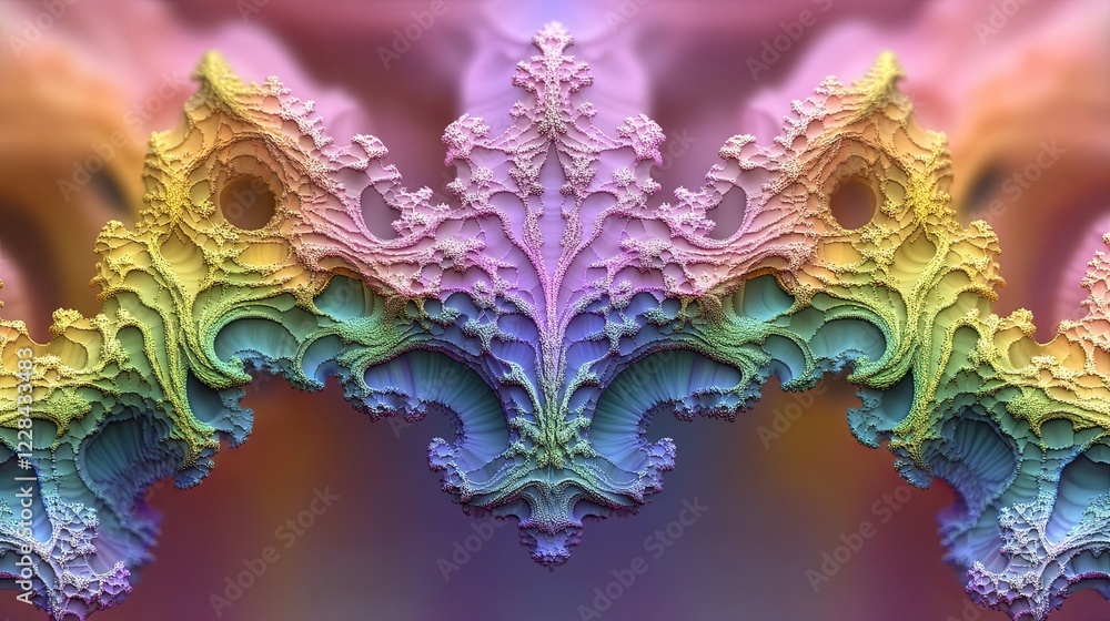 Poster fractal tunnel animation showing a vibrant display of colors and intricate patterns as the camera mo