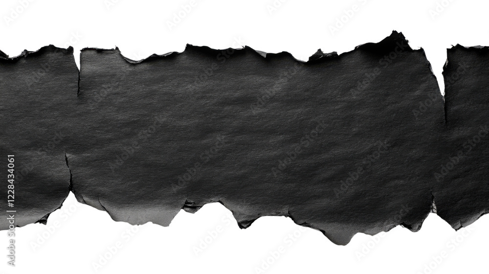 Poster black torn paper edge with transparent background for easy isolation. transparent background
