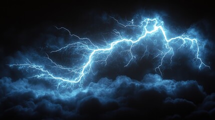 Fototapeta premium Dramatic lightning strikes illuminating dark storm clouds in a night sky, evoking a sense of power