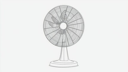 Minimalist Line Art of Electric Fan on Simple Background Design