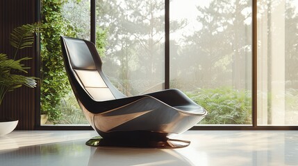Modern Black Reclining Chair with Elegant Design in Bright Room