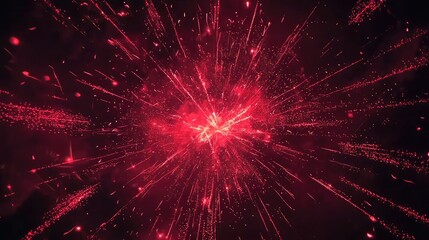 Fototapeta premium Dramatic Red Explosion of Light and Sparkles Against Dark Background