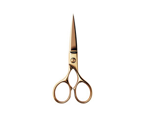 Golden Scissors Isolated on Transparent Background