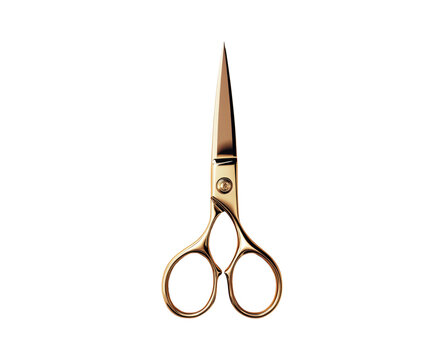 Golden Scissors Isolated on Transparent Background