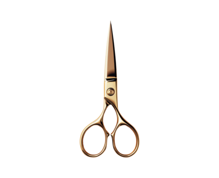 Golden Scissors Isolated on Transparent Background