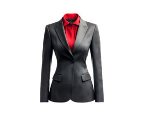 Elegant Business Suit with Red Blouse on Transparent Background