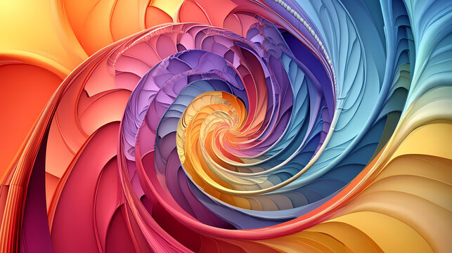 Spiral with concentric coils in random colors ideal as a concept of joy and liveliness. Vibrant Spire. Illustration