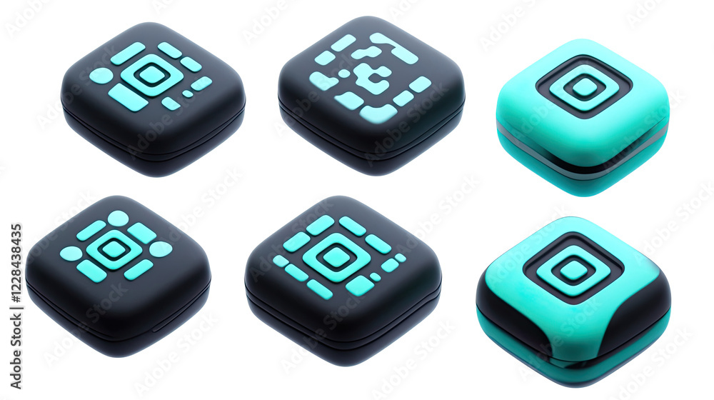 Poster modern qr code icons on transparent background generative ai