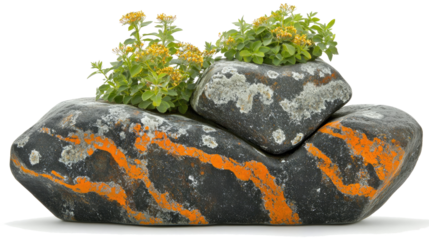 Decor Stones With Plants for Landscaping Generative AI