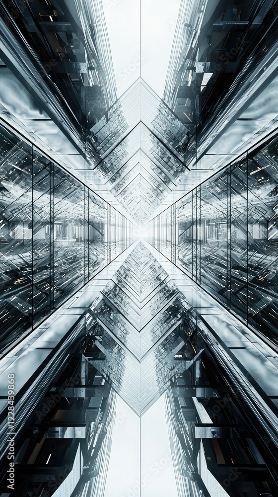 Aufkleber futuristic glass architecture with geometric patterns and reflection