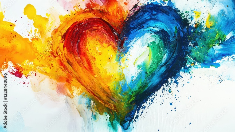 Poster Vibrant Colorful Heart Shape Symbolizing Love and Unity Expression