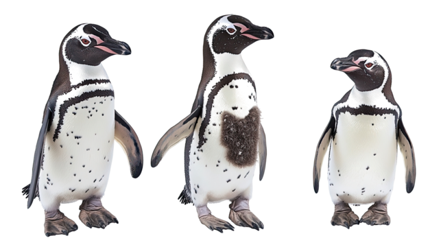 African Penguins Displayed in a Collection of Poses Generative AI