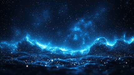 Fototapeta premium Celestial Waves Under a Starry Night Sky