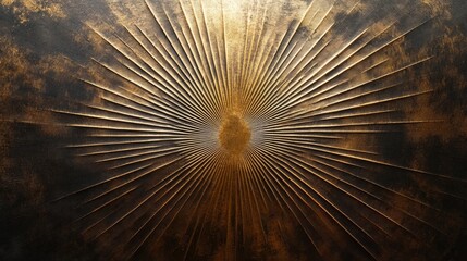 Abstract Gold Sunburst Design on Dark Background