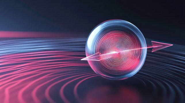 of spintronics arrow rotating around sphere with counterclockwise motion and magnetic field lines , Spintronics