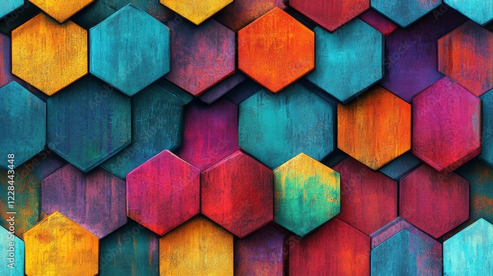 Poster colorful hexagon pattern abstract background design