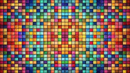 Fototapeta premium Geometric Squares Mosaic Art, Abstract Background with Colorful Squares, Geometric Patterns