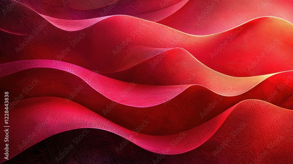 Poster abstract red waves flowing pattern design