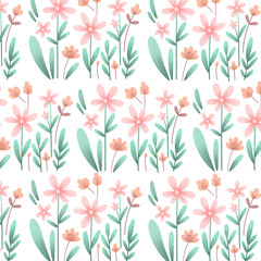 seamless pattern with pink flowers