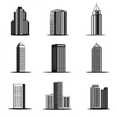 Obraz premium set of buildings silhouettes on white