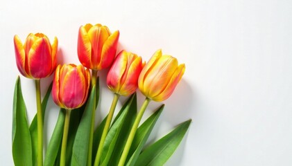 Naklejka premium Colorful Tulips on White Background, garden, tulips, background