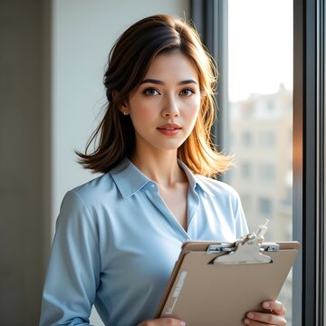 Luces C&aacute;lidas en el Rostro de una Profesionista