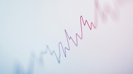 An abstract visualization of a heart rate graph with fluctuating lines on a white background, Minimalist style, photo of