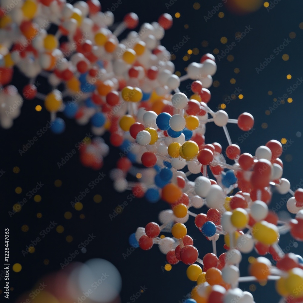 Poster abstract molecular structure: a colorful 3d visualization of a complex dna double helix