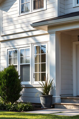 Elegant White House Exterior: Modern Architecture and Landscaping Design