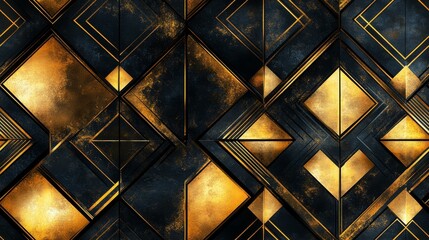 Abstract Gold and Black Geometric Pattern Design