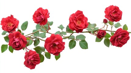 A cluster of blooming red roses isolated on a clean white background, perfect for branding or promotional designs, no text.