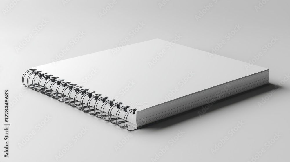 Poster a blank spiral-bound notebook resting on a flat surface.