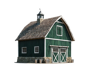 Fototapeta premium Green Barn on Transparent Background for Design Use