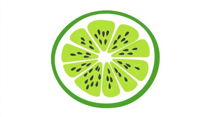 Sliced kiwi, graphic design, white background, healthy food, website icon