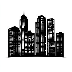 Fototapeta premium set of silhouettes of buildings on white