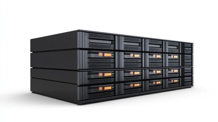 Data center server rack storage, digital technology, white background