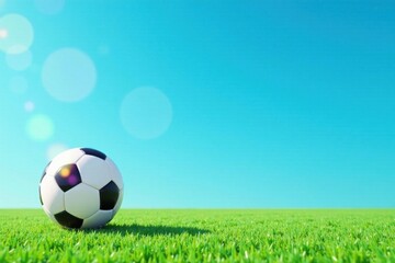 Fototapeta premium Flat soccer ball icon on a blue sky background, b Sky background, , soccer ball