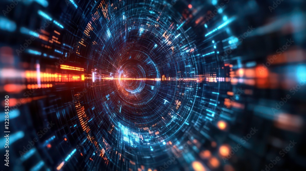 Poster quantum computer performing complex calculations at speeds unimaginable on classical computers.