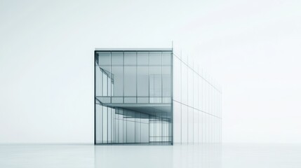 Fototapeta premium Glass building architectural model, studio, white background, modern design, presentation