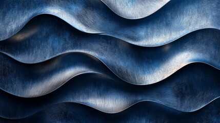 Abstract Blue Metal Wave Pattern Design