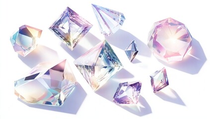 Fototapeta premium Brilliant Crystals Shine Brightly: Gemstones Glimmer, Iridescent Facets Reflect Light Beautifully