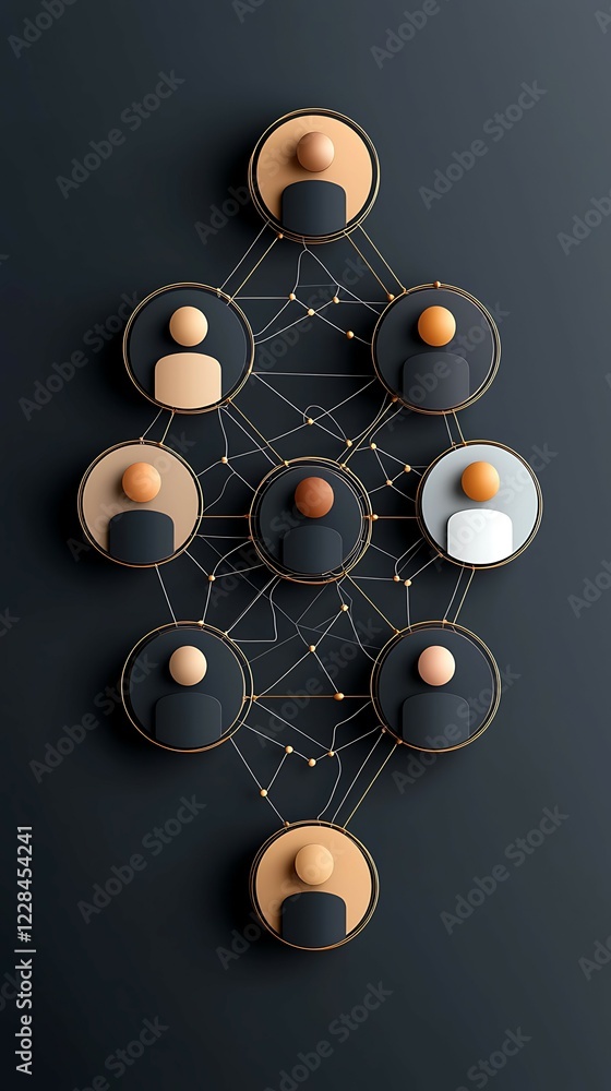 Aufkleber abstract illustration of interconnected human figures, symbolizing networking and collaboration in a