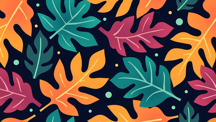 Colorful leaves arranged in a seamless pattern