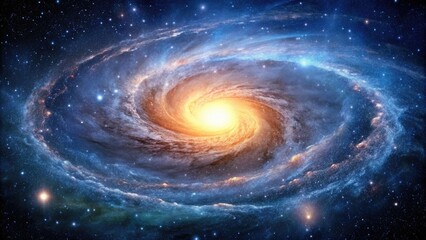 Cosmic dust and gas swirling around a central star in a vast galaxy, celestial, interstellar, cosmic