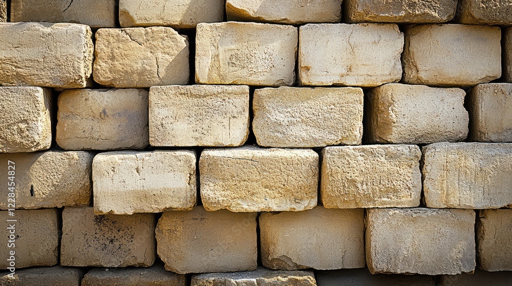 Aufkleber beige bricks arranged in a neat pattern with natural textures and subtle shadows, providing a rustic