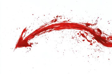 Red liquid arrow splash, white background, design element