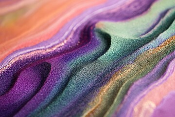 Close-up of iridescent textured paint swirls