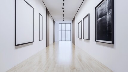 Obraz premium Modern Art Gallery Corridor: A Serene Space for Contemplation