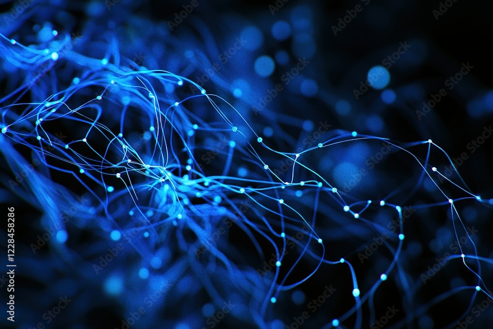 Poster abstract network of glowing blue lines and nodes